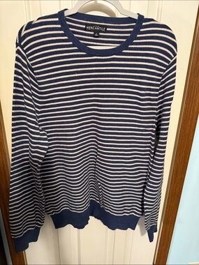 J. Crew Navy and White Striped Long-Sleeve Sweater